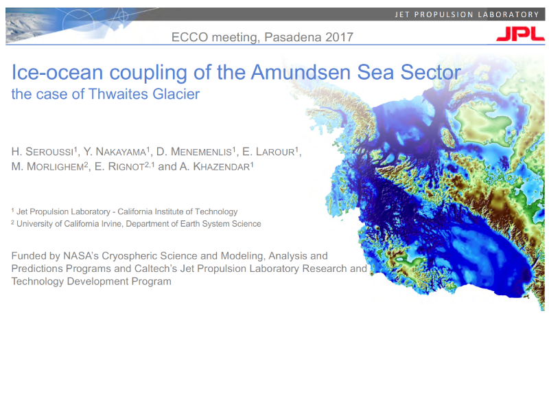 Presentation title page: Ice-ocean Coupling of the Amundsen Sea Sector: The case of Thwaites Glacier