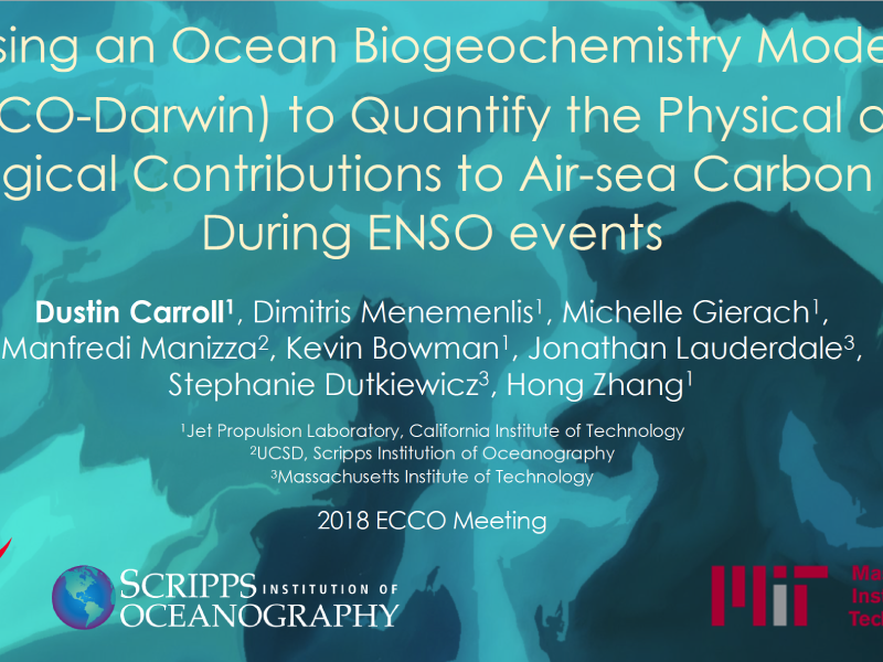 Presentation title page: Using an Ocean Biogeochemistry Model (ECCO-Darwin) to Quantify the Physical and Biological Contributions to Air-sea Carbon Flux During ENSO Events