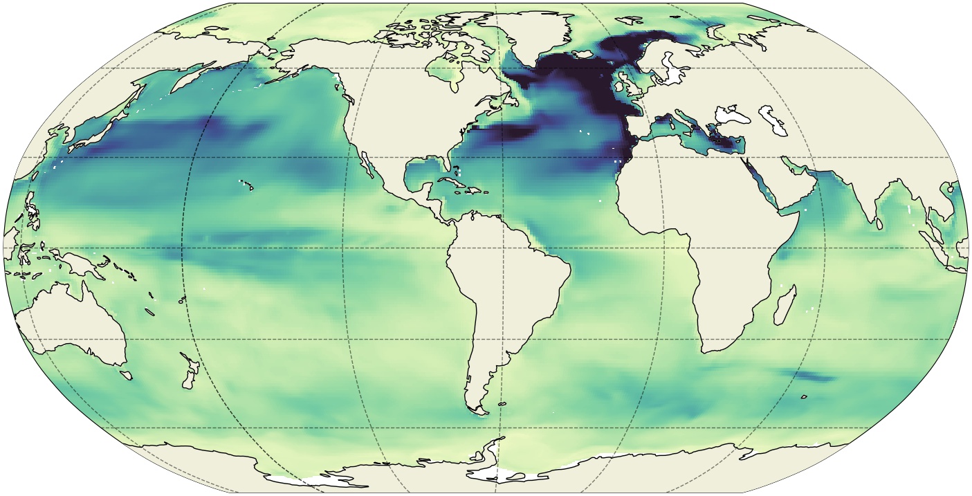 ECCO Ocean Mixed Layer Depth - Monthly Mean 0.5 Degree