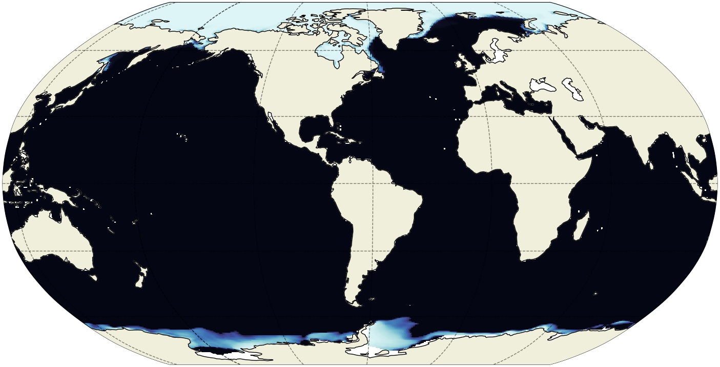 ECCO Sea-Ice and Snow Concentration and Thickness - Daily Mean 0.5 Degree