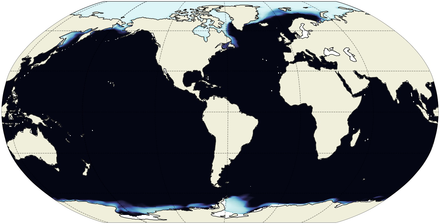 ECCO Sea-Ice and Snow Concentration and Thickness - Monthly Mean 0.5 Degree