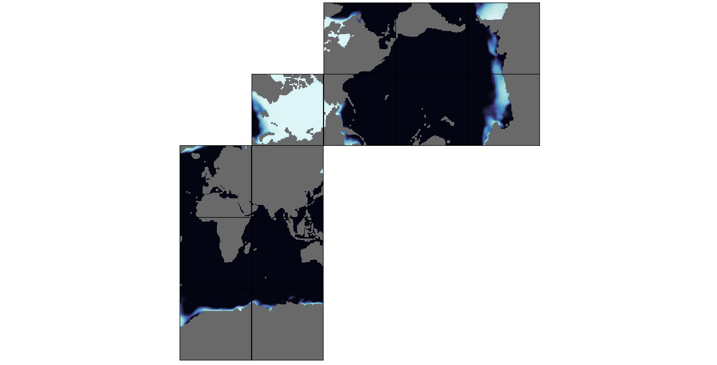 ECCO Sea-Ice and Snow Concentration and Thickness - Monthly Mean llc90 Grid