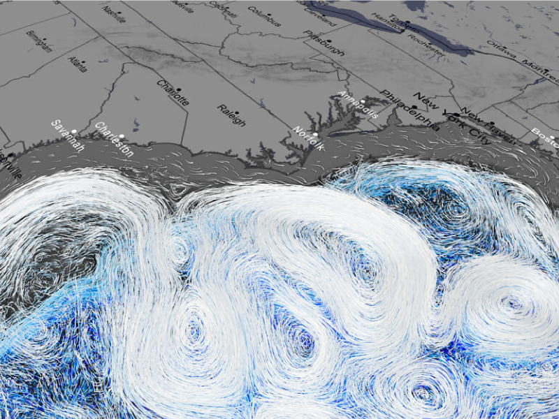 Ocean flows off the East coast of the United States